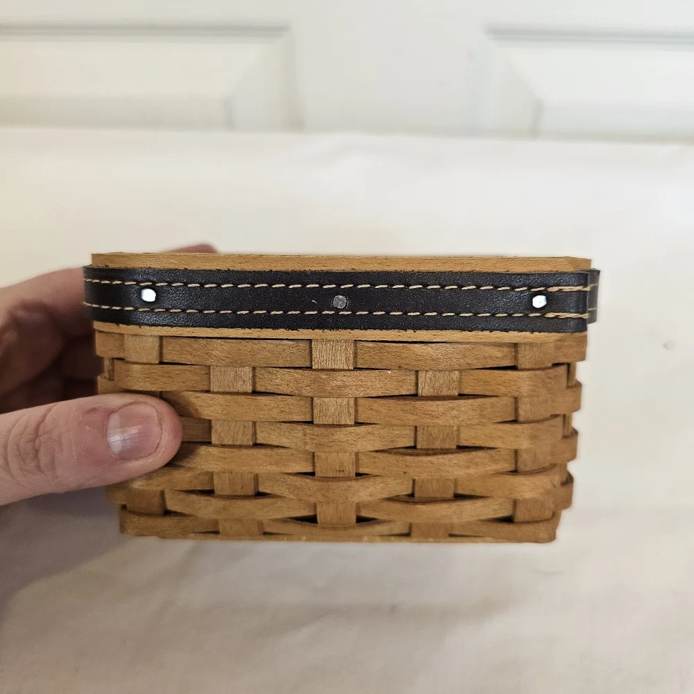 Longaberger 2003 Vintage Fathers Day Pocket Change Basket Leather Trim Woven